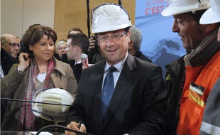François Hollande et Martine Aubry en visite sur le site de Gandrange, mardi 17 janvier 2012