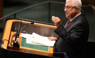 Mahmoud Abbas à la tribune du siège de l'ONU, à New York, le 29 novembre 2012.