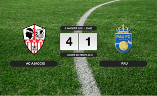 Ligue 2, 18ème journée: L'AC Ajaccio vainqueur de Pau 4 à 1 au stade François-Coty