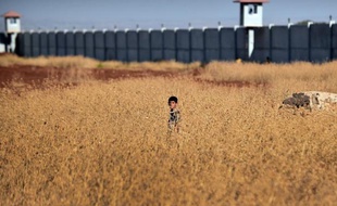 Terrorisés par les bombardements et les raids aériens, des dizaines de milliers de Syriens ont fait leurs valises, mais au poste-frontière de Bab al-Salama, des centaines d'entre eux restent bloqués aux portes de la Turquie.