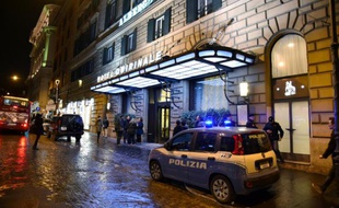 L'hôtel Quirinale à Rome le 28 février 2016, où la commission d'enquête australienne interroge via videoconférence depuis Sydney, le cardinal George Pell sur des actes pédophiles de plusieurs prêtres depuis 1970 en Australie
