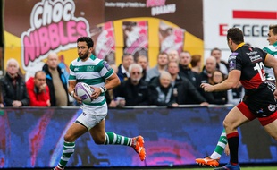 Le trois-quarts centre Maxime Mermoz sous les couleurs du club anglais de Newcastle face aux Gallois de Newport en Challenge européen, le 13 octobre 2017.