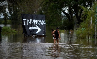 La commune de Concordia inondée, dans la province argentine d'Entre Rios, le 29 décembre 2015, en raison de tempêtes causées par "El Nino"