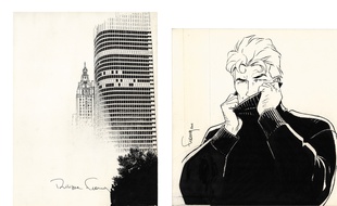 LOT 341
PHILIPPE FRANCQ
LARGO WINCH
Illustration originale. Après Johnny Hallyday et Zinedine Zidane, Largo Winch est engagé à son tour en 2001 pour représenter le parfum pour homme de Dior, Eau Sauvage. La marque de luxe cherche un personnage personnifiant la virilité, le mystère, la beauté et l’audace de la jeunesse pour illustrer une fragrance dont le succès ne s’est pas démenti depuis 1966.
Signé. Encre de chine sur papier
26,5 CM X 27,8 CM (10,43 X 10.94 IN.)
15 000 – 17 000 euros