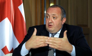 Le président géorgien Giorgi Margvelashvili le 19 mai 2015, à Tbilissi lors d'un entretien avec l'AFP