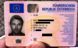 Le permis de conduire de Niko Alm, coiffé d'une passoire.