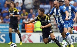 Eden Hazard, lors de son premier match de Premier League avec Chelsea, le 19 août 2012 à Wigan (Angleterre).