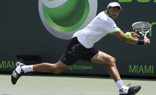 Jo-Wilfried Tsonga, le 29 mars 2011, à Key-Biscaine.