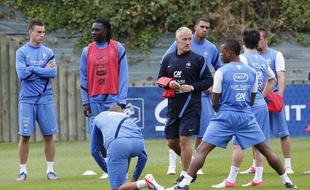 L'équipe de France prépare sa rencontre face à la Finlande, à Clairefontaine, le 5 septembre 2012.