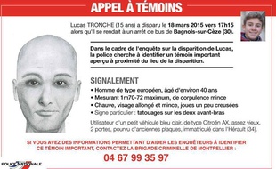 L'appel à témoin lancé pour retrouver un témoin éventuel de la disparition de Lucas Tronche.