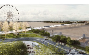 Vue du futur pont Jean-Jacques Bosc à Bordeaux, côté rive droite