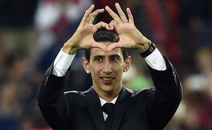 Angel Di Maria lors de sa présentation au Parc des Princes le 16 août 2015.