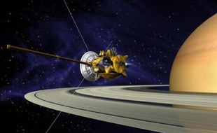 La sonde Cassini autour de Saturne (image de synthèse).