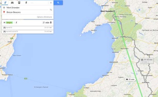 Capture d'écran montrant l'option «trajet en dragon» sur Google Maps le 4 juin 2014.