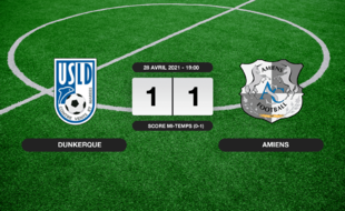 Ligue 2, 31ème journée: Match nul entre l'USL Dunkerque et Amiens sur le score de 1-1