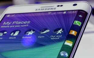 L'écran incurvé du Samsung Galaxy Note Edge, présenté à Berlin le 3 septembre 2014.