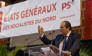 Le premier secrétaire du Parti Socialiste Jean-Christophe Cambadélis lors d'une assemblée consacrée aux états généraux du parti à Lomme le 13 septembre 2014