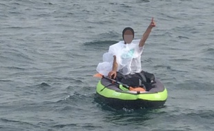 Un migrant a tenté la traversée du détroit du Pas de Calais, en kayak, le 10 septembre 2019.