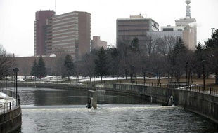 la ville de Flint, dans le Michigan, le 17 janvier 2016, touchée par un scandale sanitaire après la contamination de l'eau suite à des coupes budgétaires