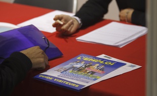 Illustration d'un entretien d'embauche à Chennevieres sur Marne le 26 mars 2013 sur un salon de recrutement.