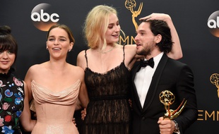 Les acteurs de « Game of Thrones » Maisie Williams, Emilia Clarke, Sophie Turner et Kit Harington.