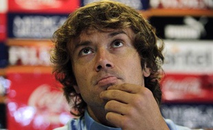 Diego Lugano avec l'équipe nationale uruguayenne, le 23 juillet 2011, à Buenos Aires.
