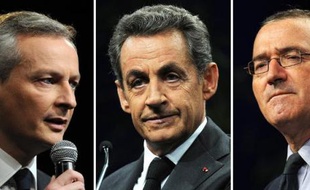 Les trois candidats à la présidence de l'UMP Bruno Le Maire, Nicolas Sarkozy et Hervé Mariton (de gauche à droite)