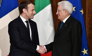 Emmanuel Macron et Sergio Mattarella à Rome, le 11 janvier 2018.