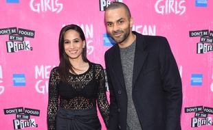 Tony Parker et son épouse Axelle, le 8 avril 2018 lors d'une avant-première à New York.
