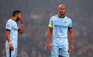 Les joueurs de Manchester City Gaël Clichy (à gauche) et Vincent Kompany, le 5 novembre 2014