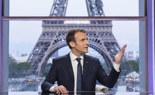 Emmanuel Macron lors de son interview sur BFMTV, le 15 avril 2018.