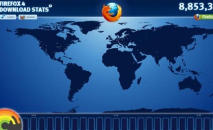 Le compteur des téléchargements de Firefox 4, le 23 mars 2011.
