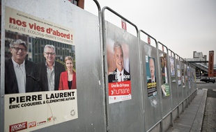 General views about posters, atmosphere and illustrations to vote for the first round of regional elections, in France in a polling station in Evry, France, December 6, 2015. Photo by Nicolas Messyasz / Sipa Press/NICOLASMESSYASZ_2015_12_06a_007a/Credit:NICOLAS MESSYASZ/SIPA/1512061336