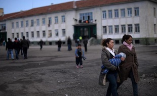 Une femme réfugiée syrienne dans le camp de réfugiés d'Harmanli en Bulgarie le 21 Janvier 2014