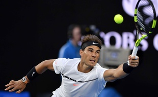 Rafael Nadal lors du match contre Raonic à l'Open d'Australie 2017.