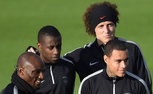 Blaise Matuidi et David Luiz le 4 novembre 2014 à l'entraînement.