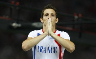 Le perchiste français Renaud Lavillenie pendant la finale du concours de saut à la perche, lors du Mondial de Berlin, le 22 août 2009.