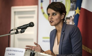 La ministre de l'Education, Najat Vallaud-Belkacem, le 31 août 2015 à Dijon
