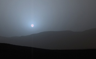 Coucher de soleil sur Mars.