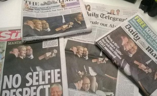 Le selfie de la cérémonie de Mandela fait la Une en Grande-Bretagne le 11 décembre 2013.