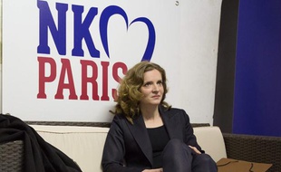 Nathalie Kosciusko-Morizet avant son discours lors d'un metting au gymnase Japy à Paris (11e), le 10 février 2014.