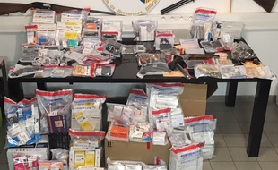 Les médicaments (et deux armes) saisis par les gendarmes du Var.