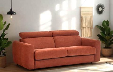 Terracotta tendance + gain de place : ce canapé ALESSIA 3 places coche toutes les cases