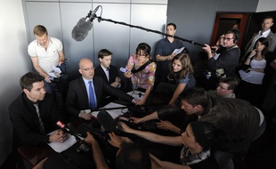 L'ancien procureur de Nantes, Xavier Ronsin, lors d'un point presse concernant l'affaire Dupont de Ligonnès en avril 2011.