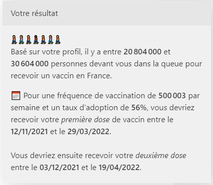 L'algorithme vous indique quand est-ce que vous pourrez vous faire vacciner.