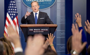 Le porte-parole de la Maison Blanche Sean Spicer lors d'un point presse, le 21 février 2017.
