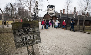 Des lycées visitent le camp d'Auschwitz, le 20.01.2015.