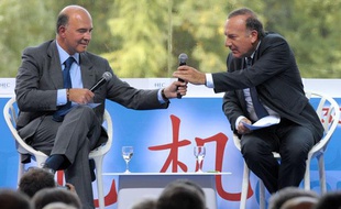 Pierre Moscovici et Pierre Gattaz, le 29 août 2013 à l'Université d'été du Medef