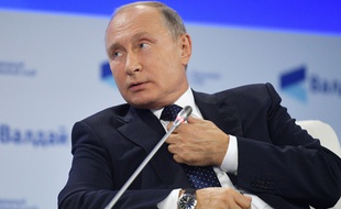 Le président russe Vladimir Poutine, lors d'une réunion du club de discussion Valdai International à Sotchi, le 18 octobre 2018.