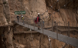 Le Caminito del Rey, chemin de 7,7km de long et un mètre de large le long de la falaise, en Andalousie, le 15 mars 2015.